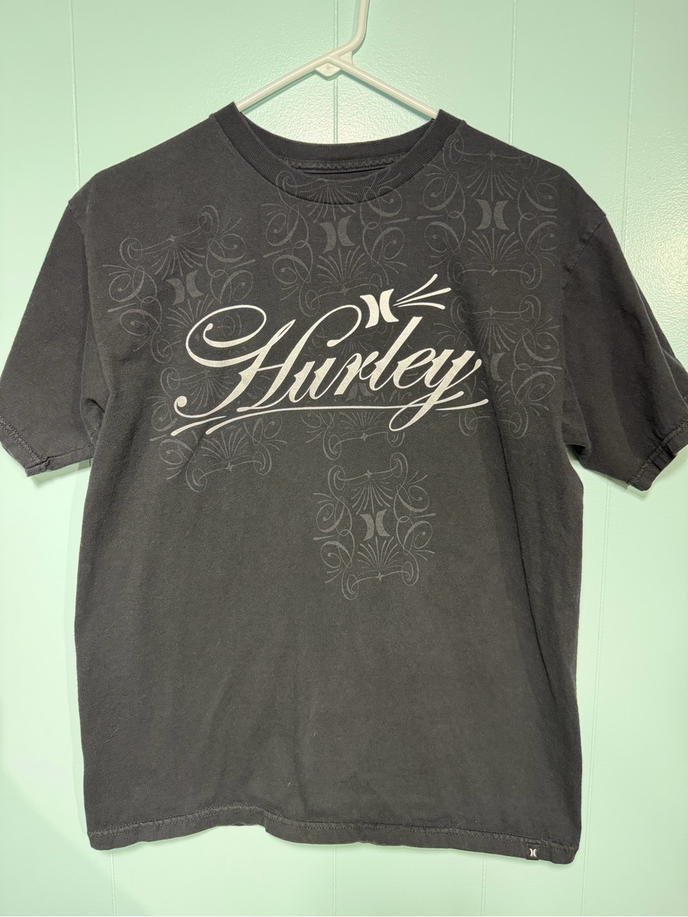 Hurley Black Short Sleeve Script Logo Tee